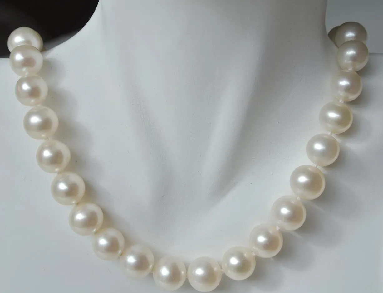 Feine Perlen Perlen Halsketten Schmuck natürlich glänzend 20 "Zoll lange echte 9-9,5mm weiße Perlenkette