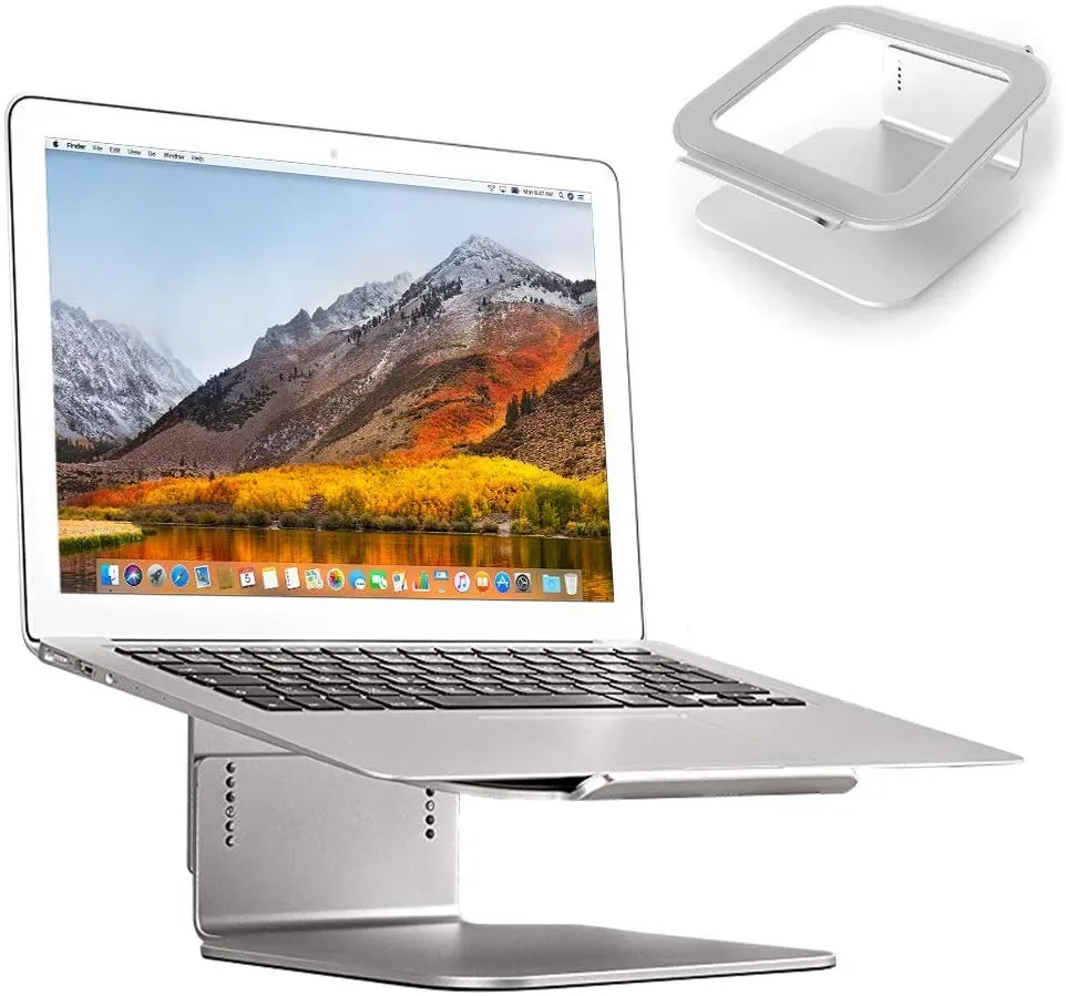 Support pour ordinateur portable, View Support pour ordinateur portable réglable pour ordinateur portable [5 hauteurs réglables] Support ventilé en aluminium pour bureau Mac MacBook