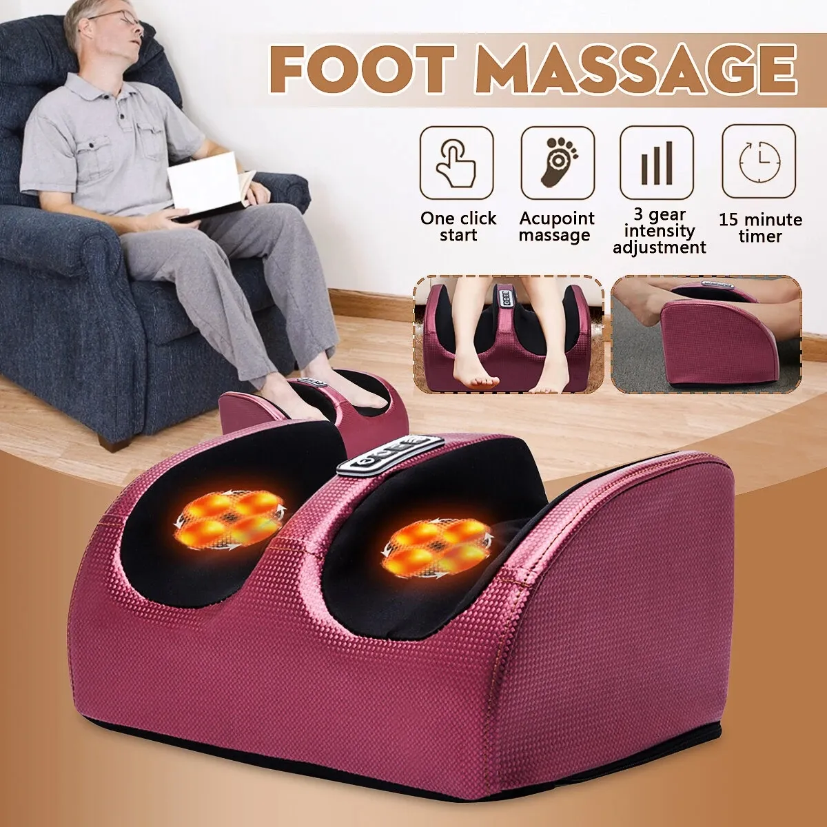 Rilassamento muscolare elettrico della macchina del massaggiatore del piede del riscaldamento 24W