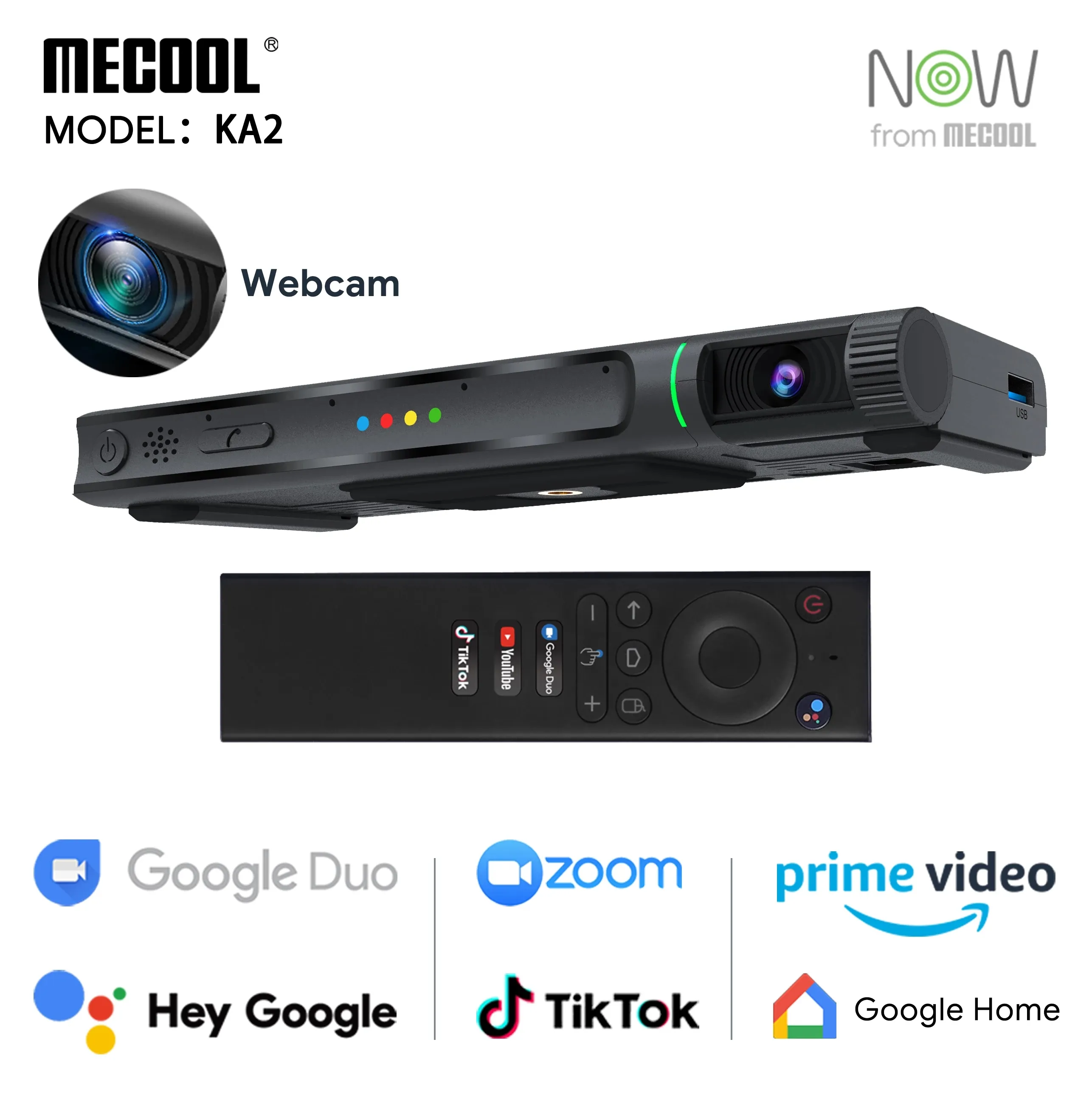 Mecool NOW KA2 Amlogic S905X4 TV Box AV1 Android 10 4GB 64GB certificato Google con videocamera HD 1080P supporto videochiamata riunione