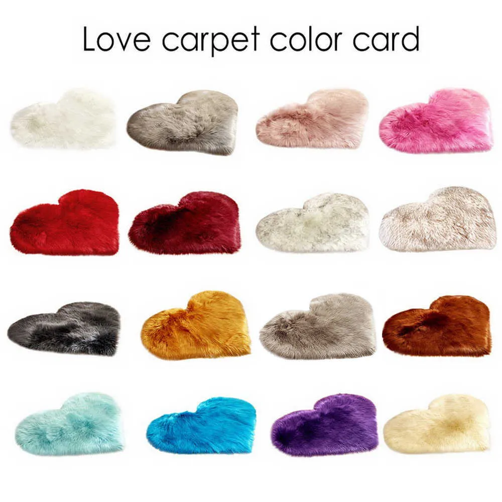 30x40cm/40x50cm/70x90cm Love Heart Shape Rugs Artificial Faux Wool Sheepskin Hairy Carpet Floor Mat Fur Fluffy Soft Area Rug 210626