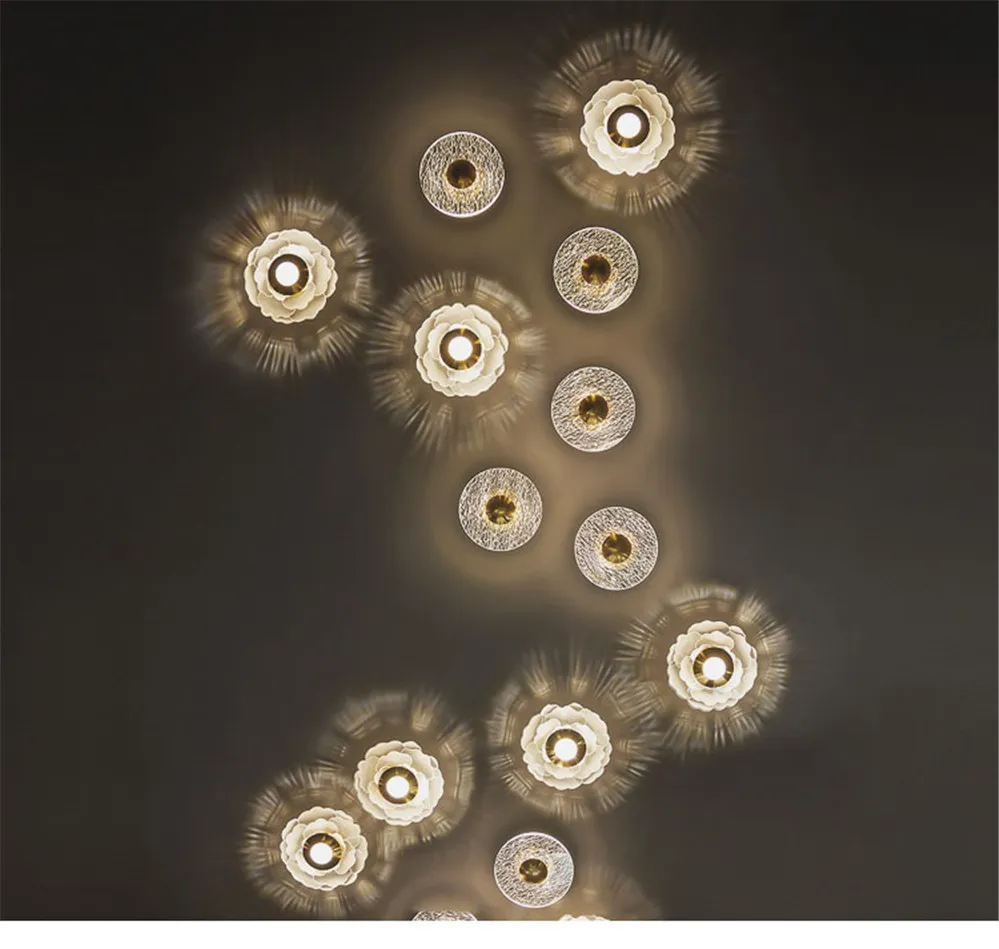 Postmoderne Acrylique Ronde Fleur Modifiable Mur Led Lampe Pour Chambre Chevet Couloir De Luxe Maison Déco Couloir Luminaires