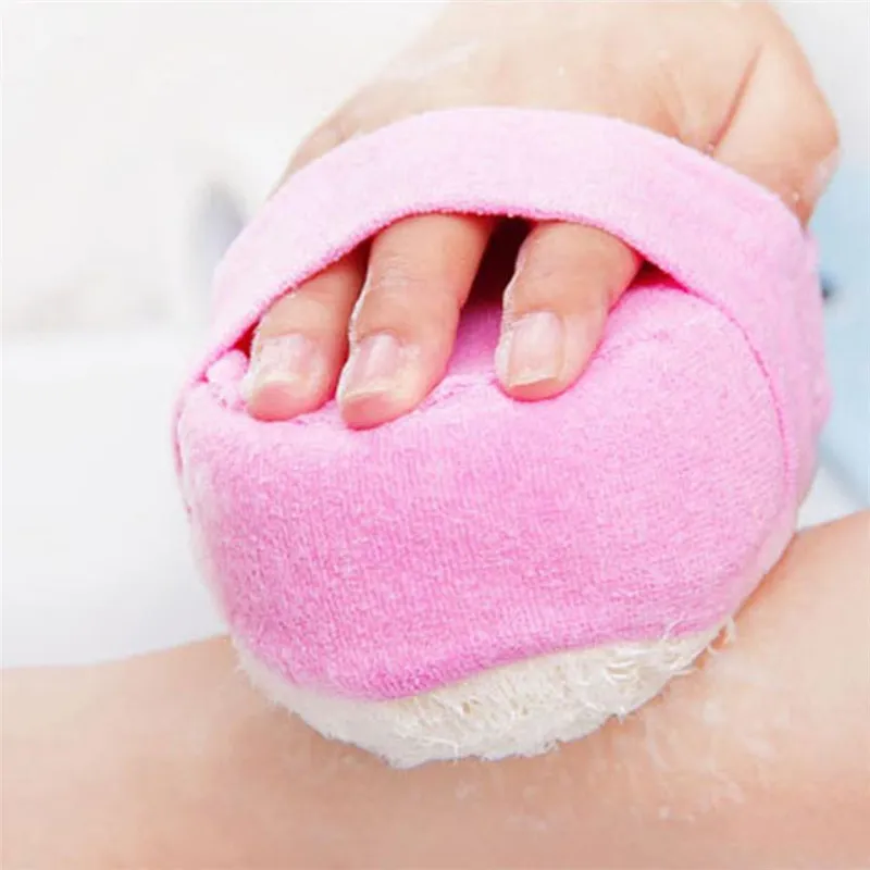 Natural Loofah Shower Exfoliating Sponge Scrubber With Wear Band Luffa Bath Wash Body Brush Sponge Brush
