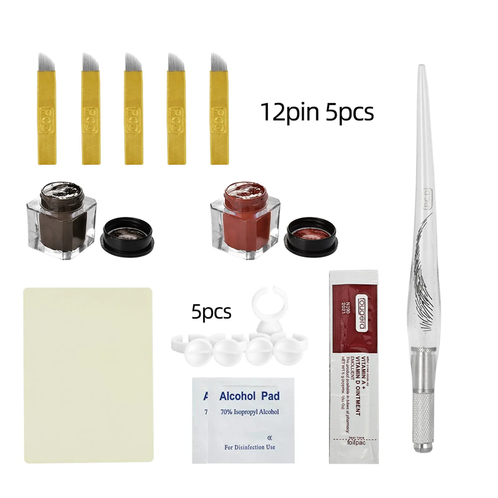 Professionell 1 Set Praktiska pigment 3d Tebori Microblading Ink Kits Eyebrow Tattoo Makeup Pen Nål Prastik Hud för nybörjare Kroppskonst