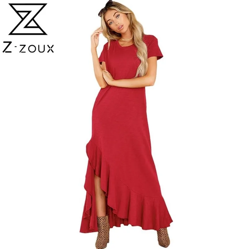 女性のドレス半袖ソリッドボヘミアセクシーな長いルースフリルマキシESファッションプラスサイズの夏のビーチES 210513