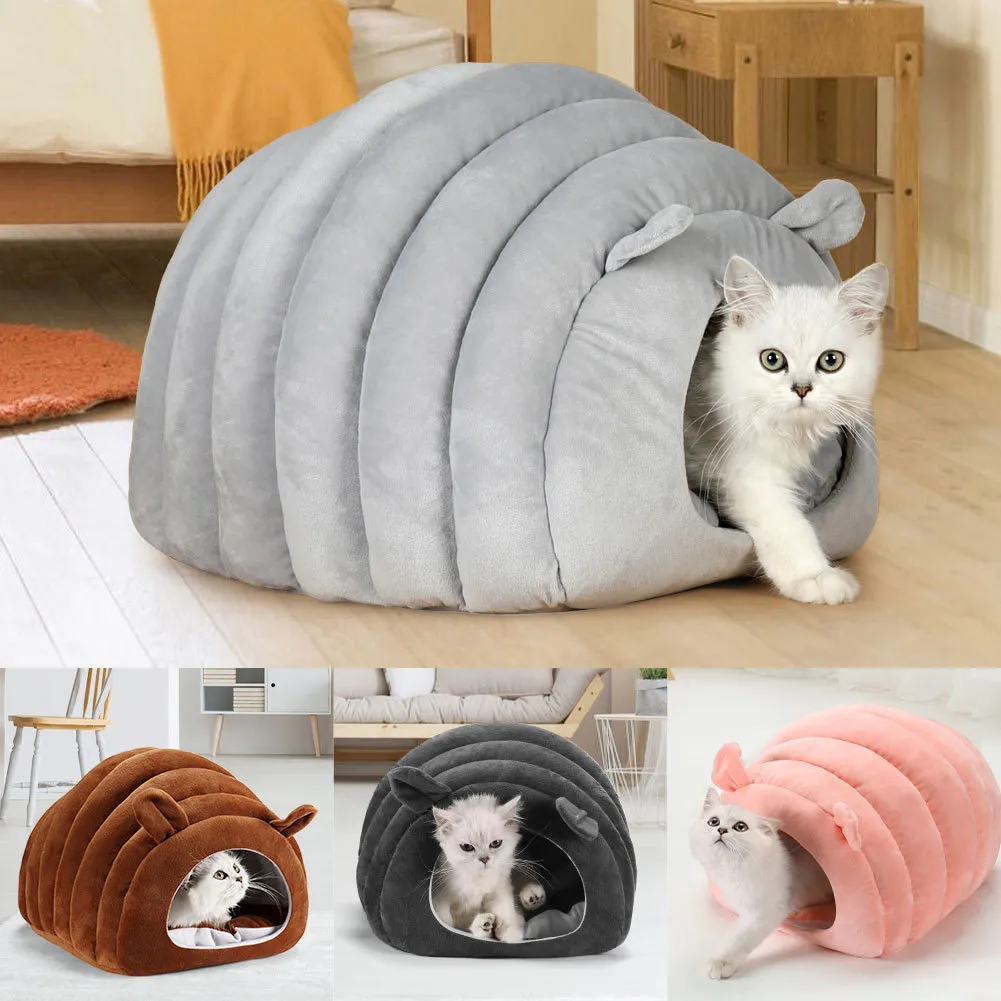 Caterpillar Design Pet Cat Dog Beds Soft Plush Cat House Winter Warm Sleeping Bed Half Enclosure Puppy Pet Nest