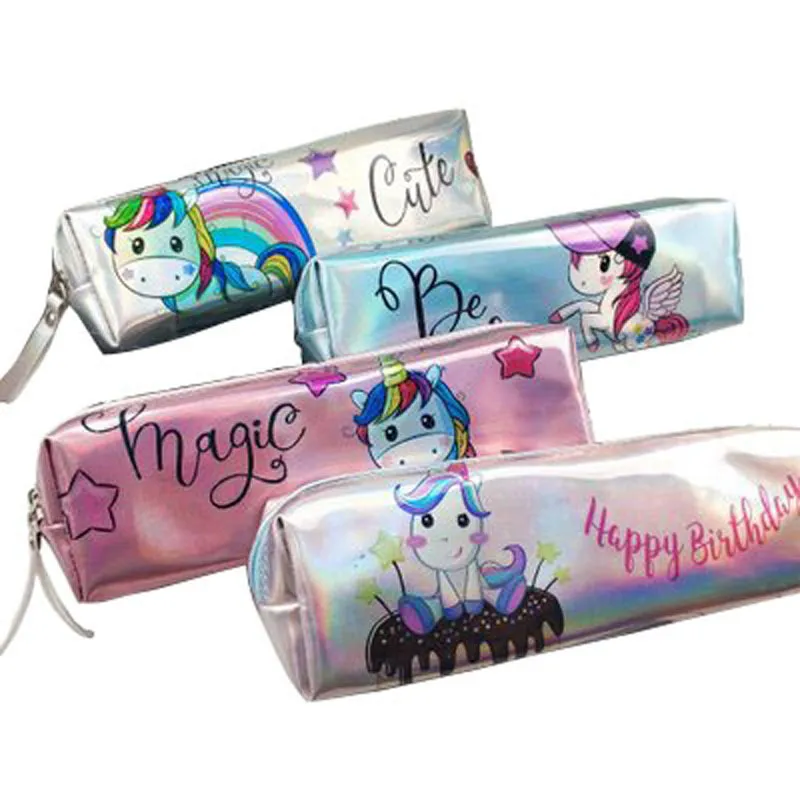 Unicorn Pencil Case Laser Pen Tas voor Girl Boys Student Large Capaciteit Waterdichte Pen Box School STICTEREN