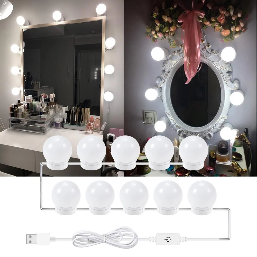 Specchio Luminoso 9 Led Touch Dimmerabile Usb Design Stile Hollywood 3 Temperature Di Luce TrAdE Shop Traesio