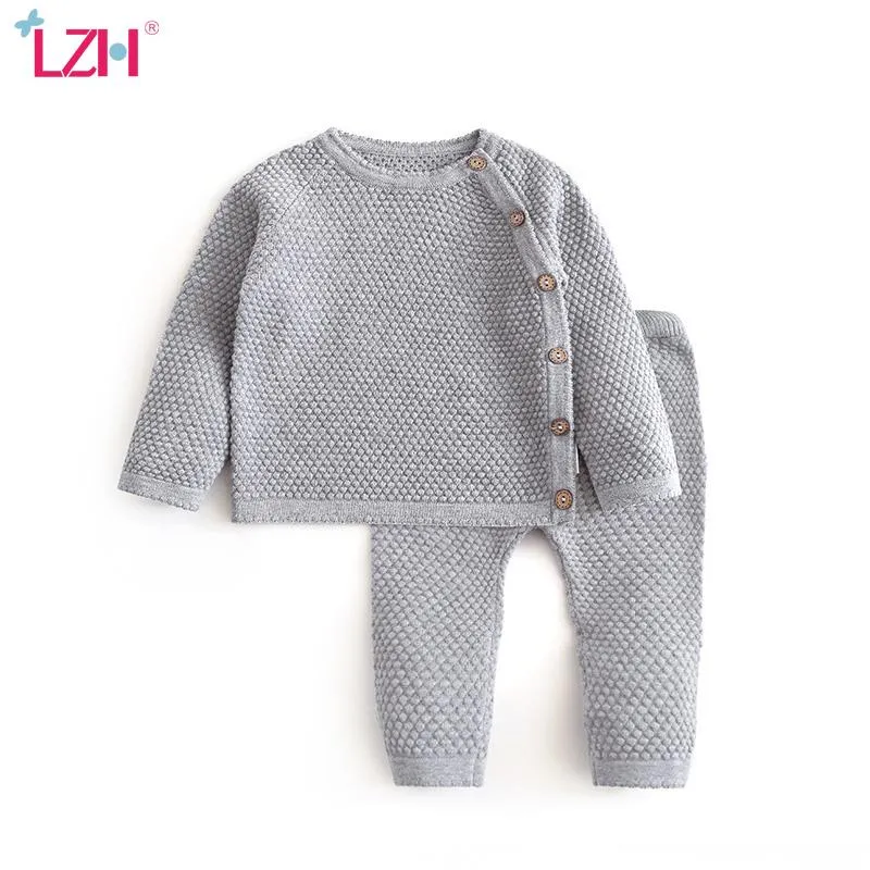 Kleidung Sets LZH 2021 Sommer Frühling Warme Baby Pullover Anzug Gestrickte Einfarbig Geborene Mädchen Kleidung Baumwolle Weiche Zwei-stück