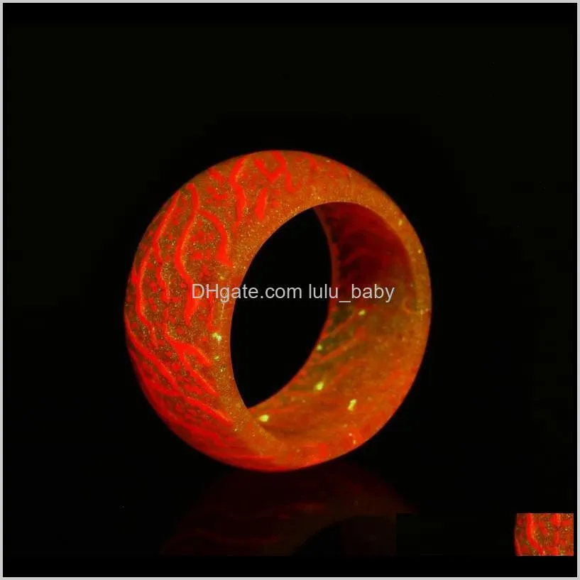 new style luminous flower pattern ring simple resin glow in dark ring for kids party gifts 5 colors for choose