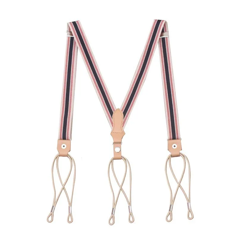 25cm gentleman retro första lager cowhide suspenders byxor sling elastisk suspender läder bälte för män kvinnor knappband