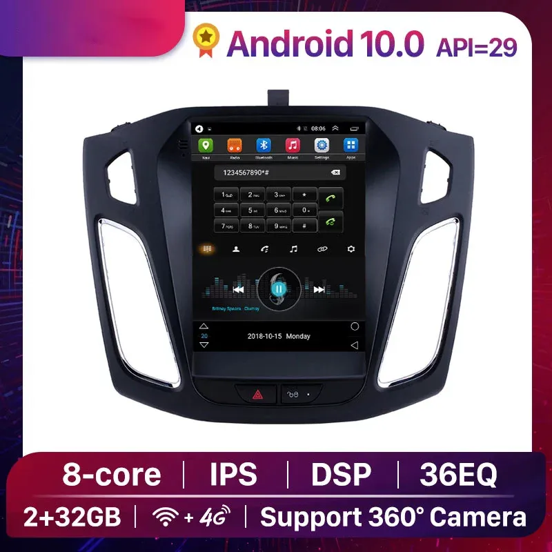 2 + 32G Auto DVD GPS Multimedia Video Radio Player voor Ford Focus 3 MK 3 2011-2017 2Din Android 10.0 DSP Ondersteuning 360 Camera 4G