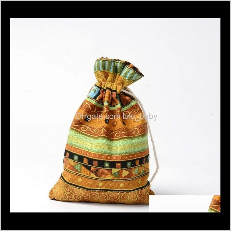  gift bags egyptian style jewelry coin pouch print drawstring gift bag cotton sachet candy travel purse ethnic 10x14cm