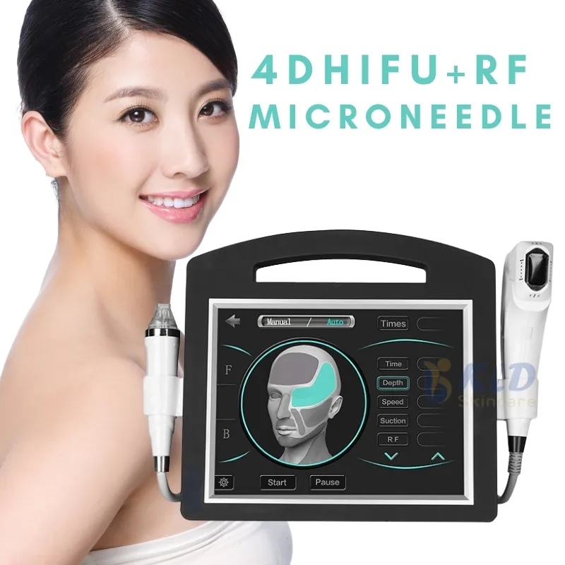 Nyaste Hifu 4D RF Microneedle Machine Face Lift Acne ärravlägsnande 4D HIFU Microneedling RadioFrequency Salon Equipment