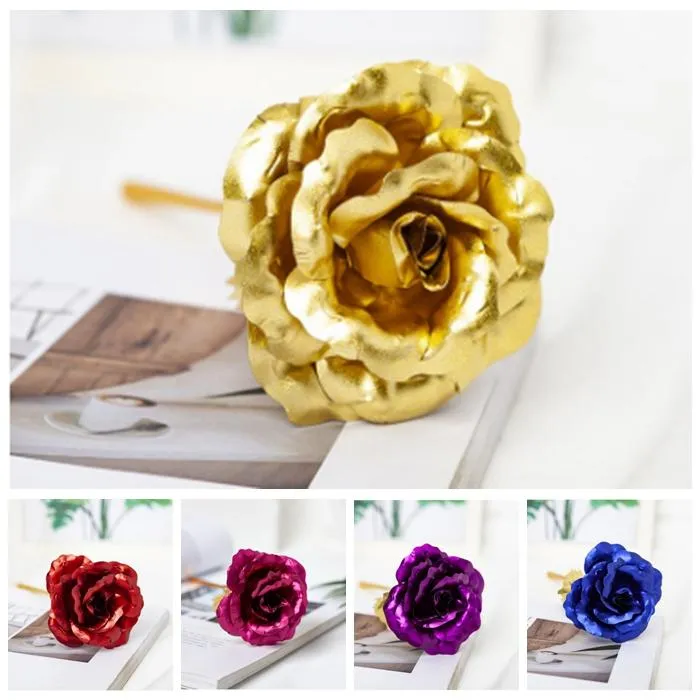 flowers Christmas Gift 24k Gold Foil Plated Rose Creative Lasts Forever Roses for Valentine Day gifts YHM783-ZWL