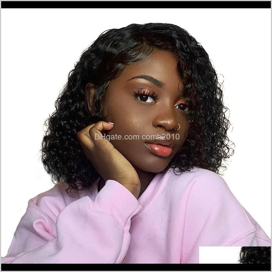 Vague d'eau Lace Front Bob Perruques Court Full Lace Wig Avec Bébé Cheveux Partie Latérale Sans Colle Lace Front Perruque Pour Les Femmes Cfujv K7Yro