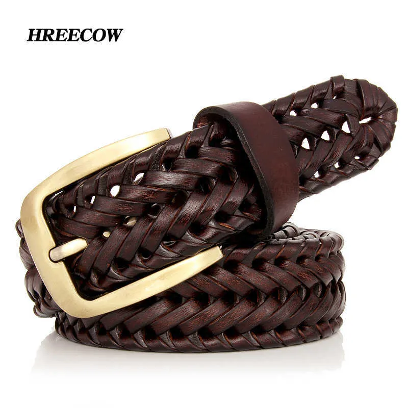 Unisex Men and Women Belt Genuine Leather Female Belt Woven Knitted Quality Belt Male Luxury strap Belts Cummerbund dropshipping X0726