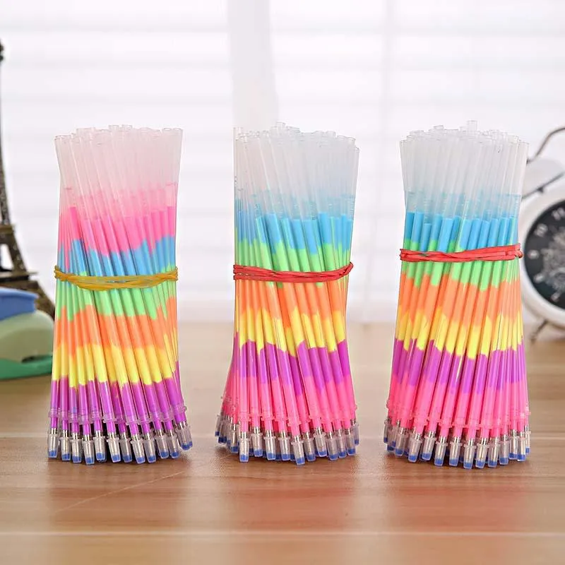 Gel pennor regnbåge mångfärgad vattenfärg penna highlighter påfyllning neutral färgstark