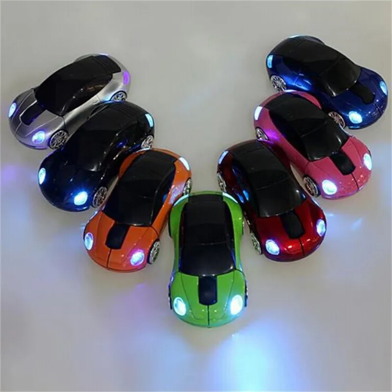 Ratón inalámbrico para coches con luz, accesorios para ordenador, ratón óptico 3D de 2,4 GHz, ratón automático, forma deportiva, receptor USB para PC y portátil