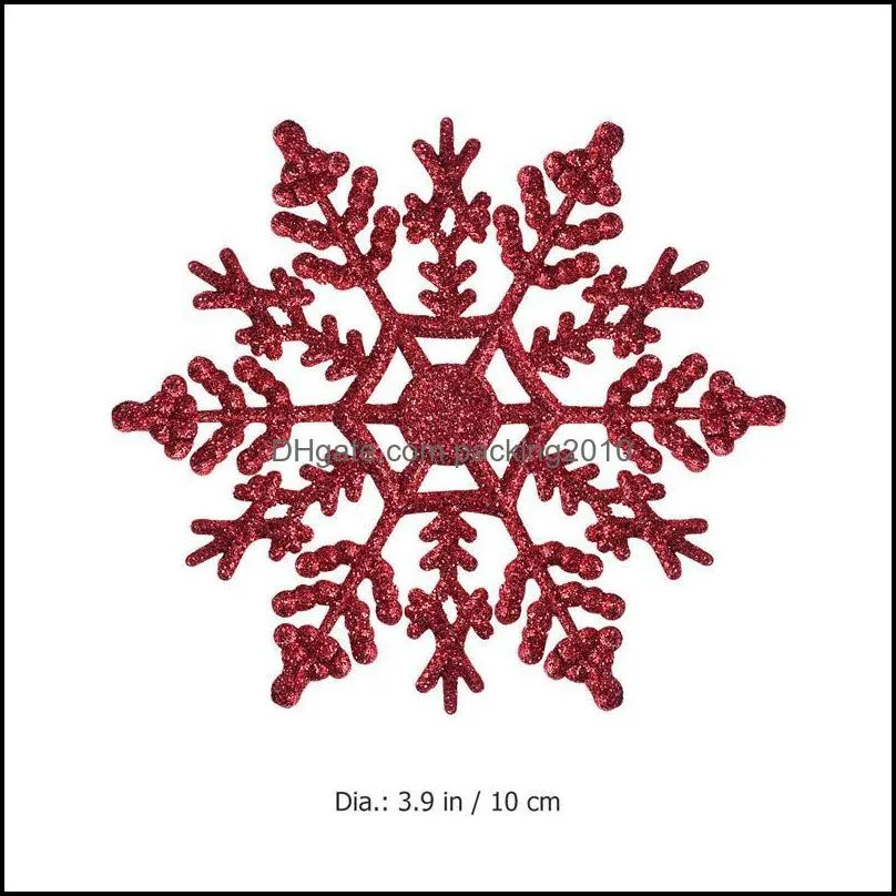 Christmas Decorations 12pcs 4 Colors Plastic Fake Snowflake Party Hanging Pendants Year Xmas Tree Ornaments Window Decoration1