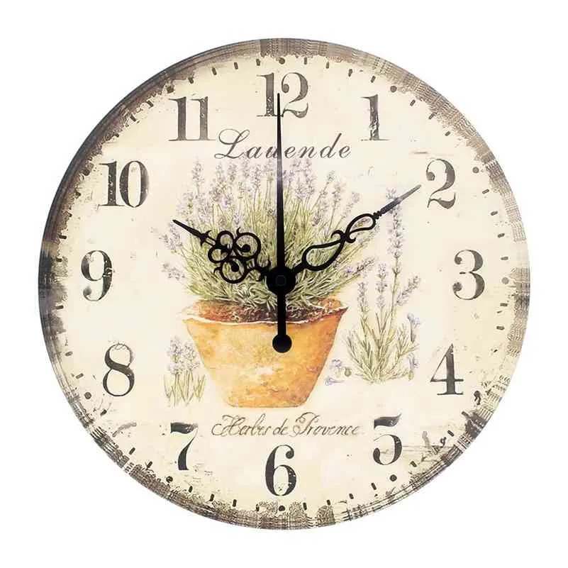 Grande horloge murale décoration de la maison plus silencieuse horloge murale Vintage Shabby Chic salon décoration horloges 210325