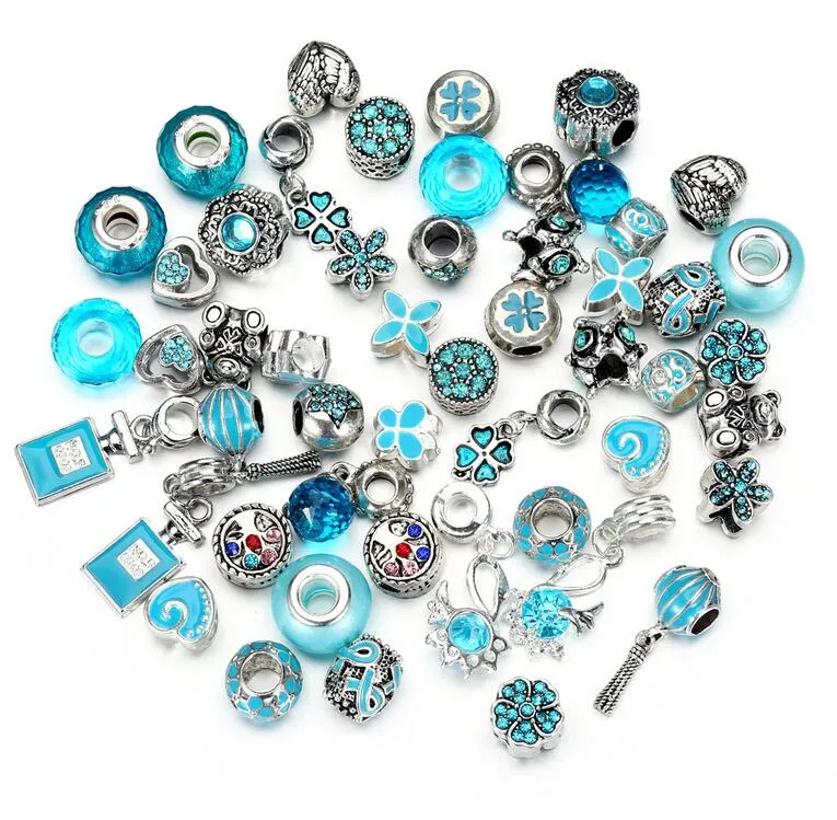 50 stks / partij Crystal Big Hole Charms Losse Spacer Craft Rhinestone Bead Hanger Voor Charm Armband Ketting DIY Sieraden Maken 10 kleuren