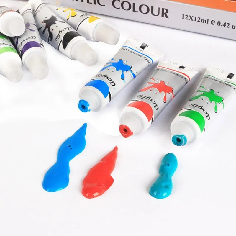 12 kolorów Profesjonalny zestaw akrylowy 12ml rurki rysunek ing pigmentu farba ścienna DIY Art Supplies