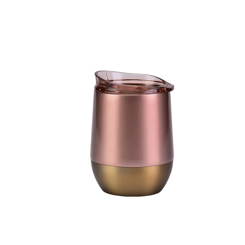 13oz Egg Cups with Lids Water Bottles 304 Stainless Steel Wine Tumbler Rose Gold Thermos Coffee Beer Mugs WLL888