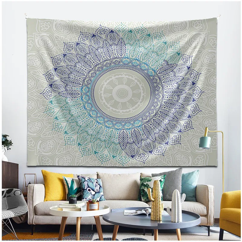 Battaniye 150 * 130 cm Polyester Fiber Battaniye Boho Mandala Tarzı Oturma Odası Yatak Odası Duvar Dekor Goblen Asılı