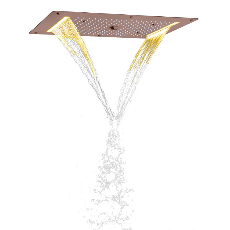 Mélangeur de douche marron 70x38 cm LED MASSAGE SALLE DE SALLE DE SALLE COUPE PLAGE DOUCHE DOUCHE ATOMISER SYSTÈME DE DOUCHE DE BUBLE