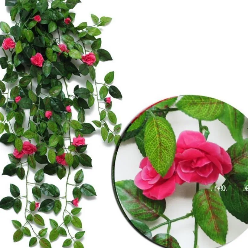 Newartificial Hanging Rose Flowers Party Garden Dekoration 7 Färger Eco-Friendly Leaf Garland Plants Vine Leaves DIY EWB6734