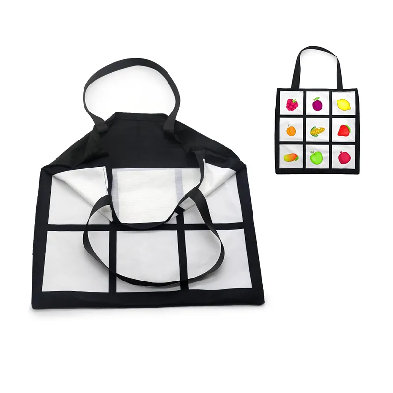 Sublimation Blank Storage Bag Outdoor Portable Large Capacity Shopping Tote Bags Creative Nine Square Grid Heat Transfer Handbag