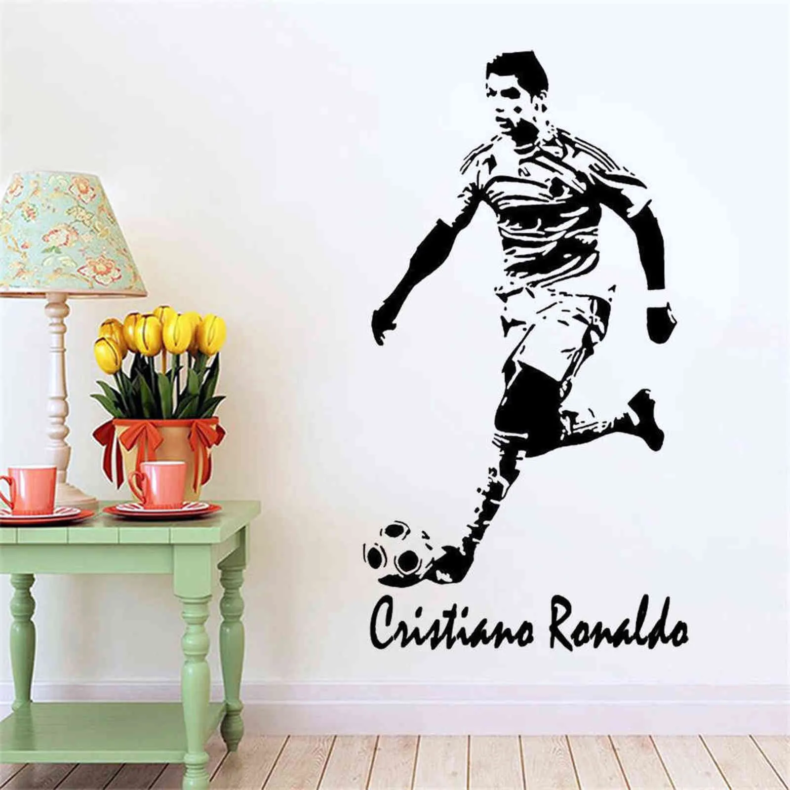 Jogador de futebol Adesivo de Parede Ronaldo Futebol Jogador de Jogador de Jogador de Vinil Adesivo Para Crianças Quarto Quarto Decoração Mural Z546 211112