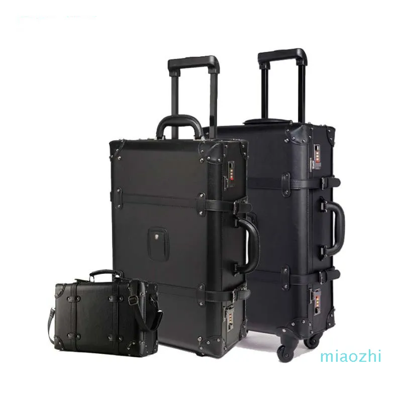 Чемоданы 24 -дюймовые ретро -ретро -багаж набор спиннер женщины -пароль троллейпинговые колеса чемоданы 20 винтажных туристических пакетов