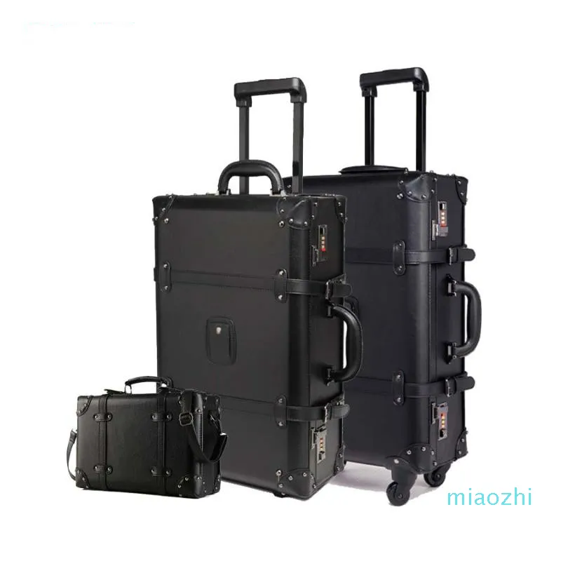 Suitcases 24 Inch Retro Rolling Luggage Set Spinner Women Password Trolley Suitcase Wheels 20 Vintage Cabin Travel Bag Trunk