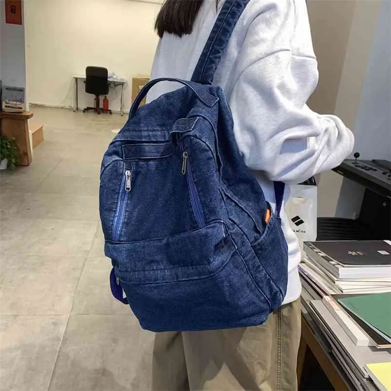 Denim Women Backpack Retro Travel Bagpack Large Capacity Backbag College Student school bags for teenager girls Rugtas 210922