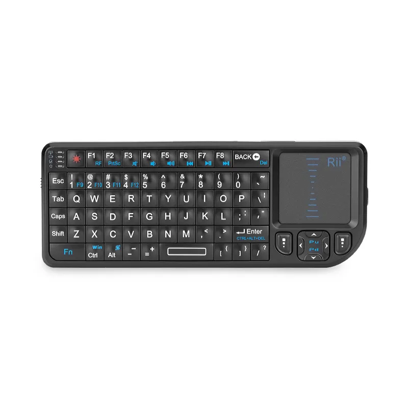 RII K01V3 2.4G mini teclado sem fio com função de luz de fundo e laser