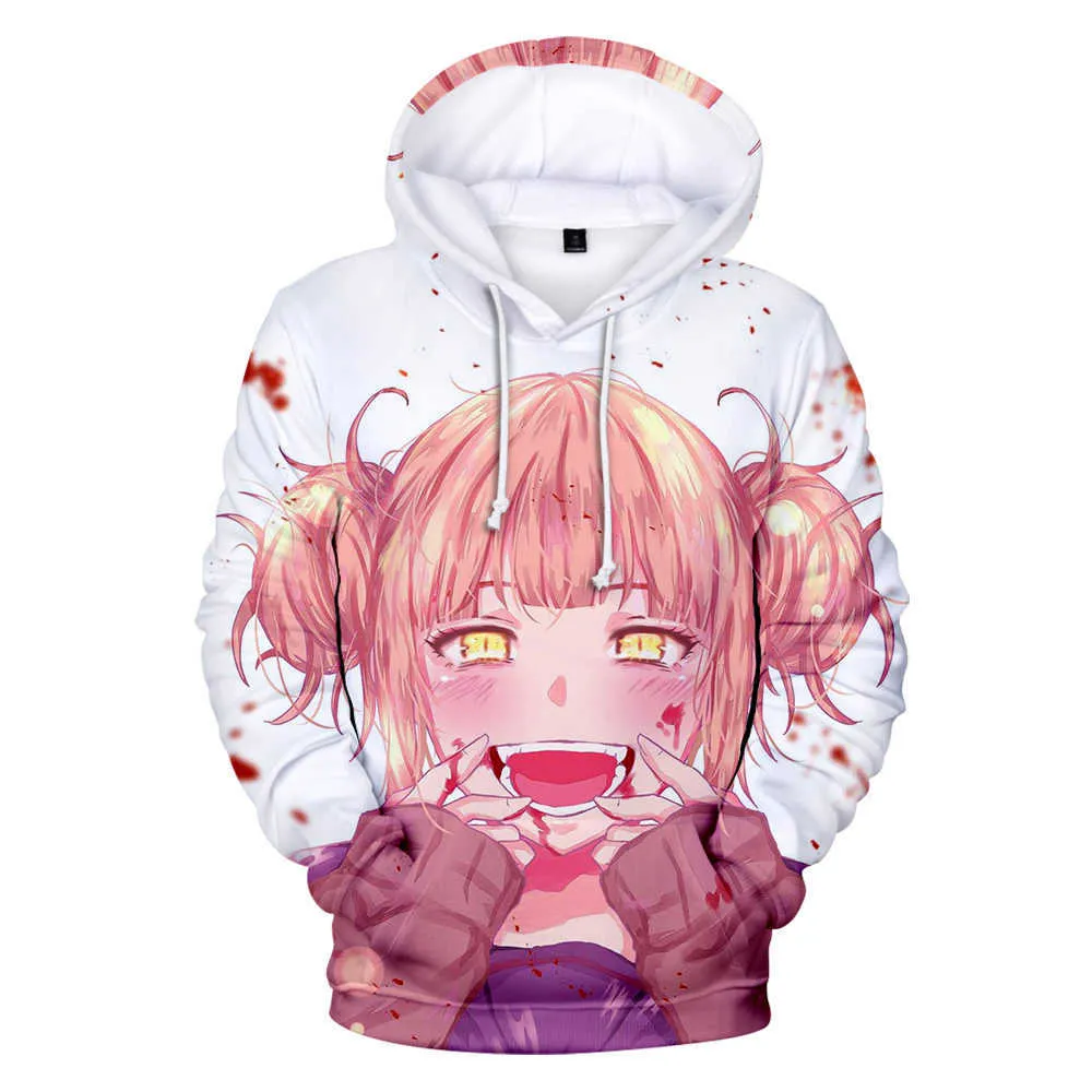 Sexy Girl Hoodies Himiko Toga 3d Print Streetwear Sweatshirt Men Women Fashion Oversized Hoodie Kids Boys Girls Anime Costumes G1019