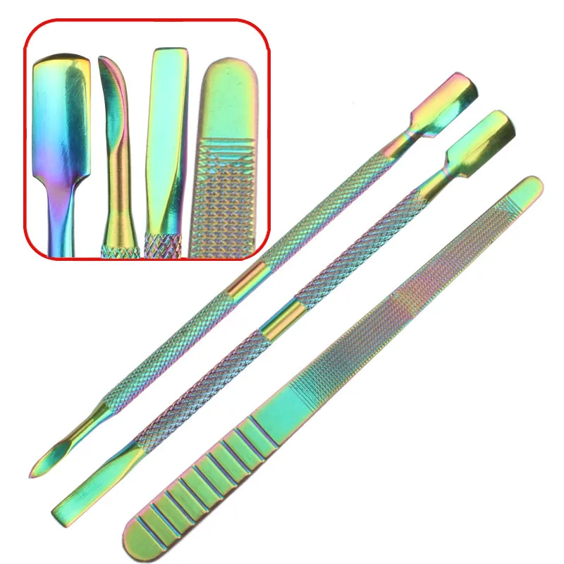 Color titanium nail tools manicure stainless steel dead skin push remover set