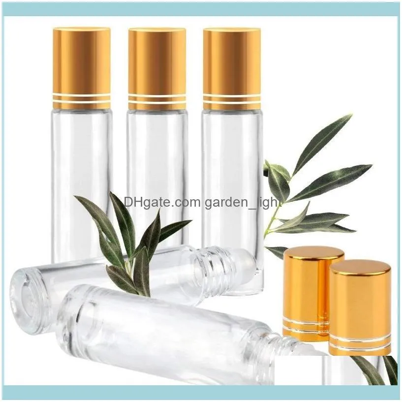 Packing Office School Business & Industrialpacking Bottles 24 Pack 10 Ml Clear Glass Roller With Golden Lids Balls1 Drop Delivery 250S