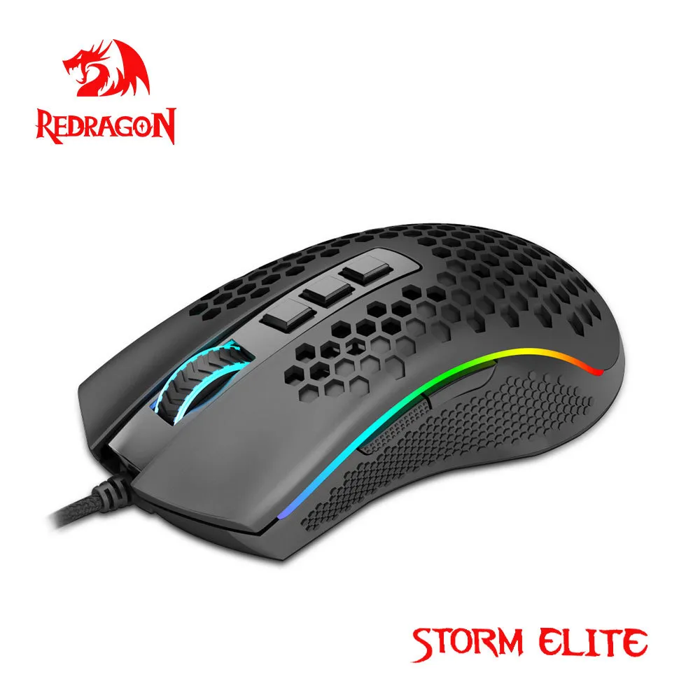 Redragon Storm Elite M988 USB com fio RGB RGB Mouse 16000 DPI Jogo Programável Ratos Backlight Ergonômico Portátil PC