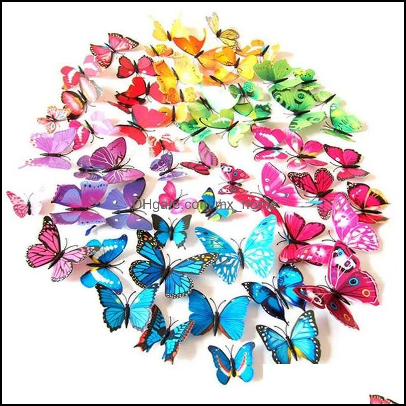 Decoração de parede adesivos de jardinwall 12pcs/lote 3d PVC Magnet Butterflies adesivo decoração de casa decoração de quarto de borboleta 1vx7 entrega de gota 20