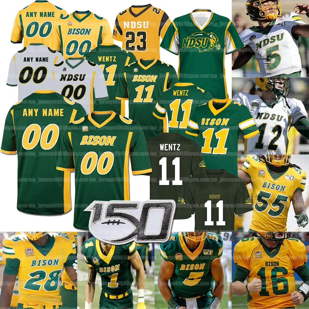 Niestandardowe mężczyźni kobiety młodzież NDSU North Dakota State Bison koszulka piłkarska College Ty Brooks Carson Wentz Trey Lance Adam Cofield Christian Watson Phoenix Sproles Tuszka