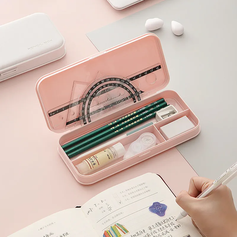 Wholesale Waterproof Macaron Korean Pencil Box With Compartments