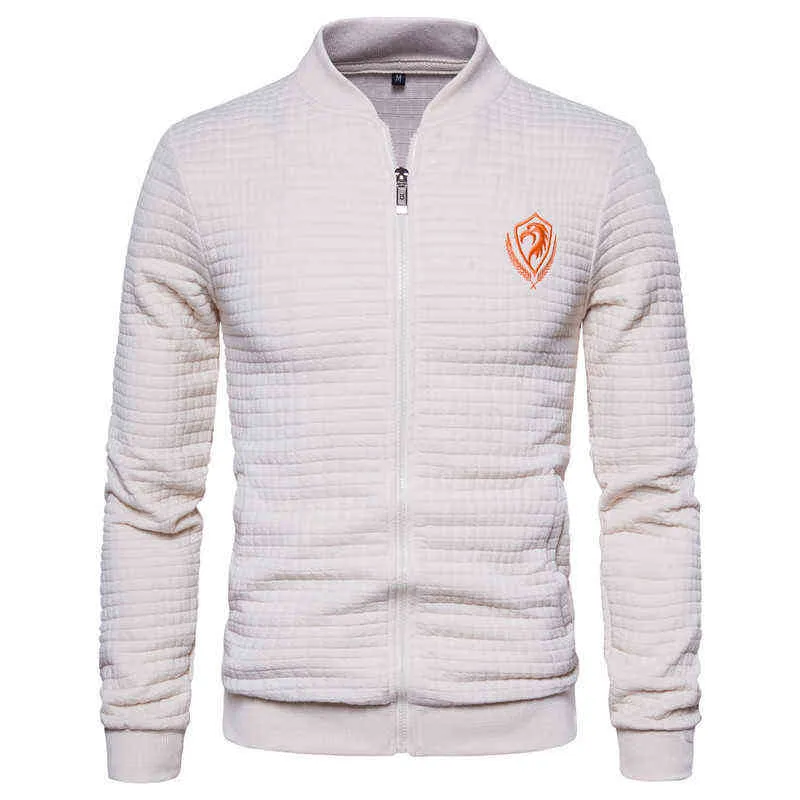 Aiopeson Brand Broderi Hoodies Män Casual Solid Färg Zipper Sweatshirts Man Höst Högkvalitativa Sport Mens Hoodie 211106