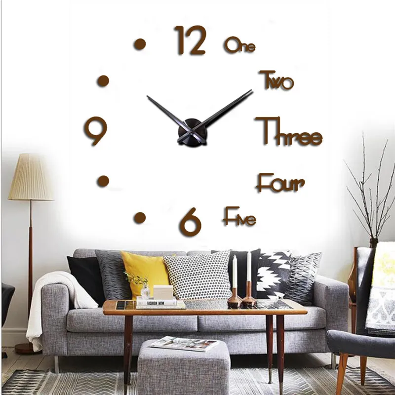 Orologio Da Parete Fai Da Te Moderno 3D Orologio Da Quarzo Silenzioso Arredamento Del Soggiorno Nero Nero Da 6 72 DHgate