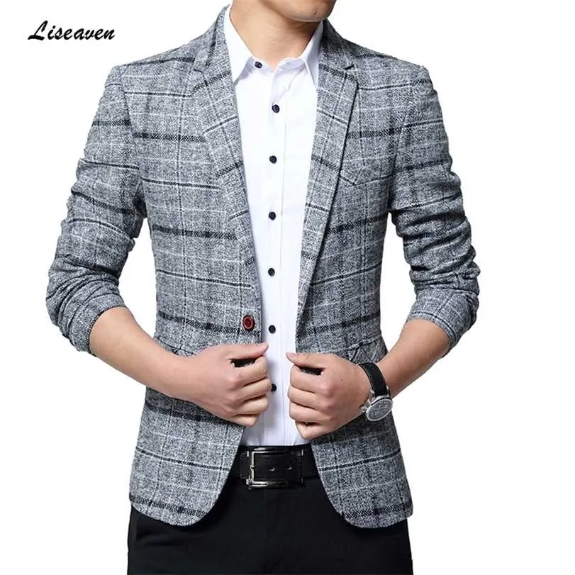 Liseaven Blazers Men Jackor Ankomst Man Plus Storlek 5XL Slim Fit Coat s Blazer Jacket 211214