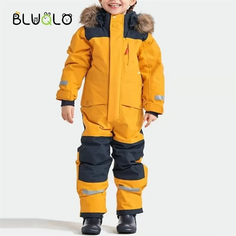 Children Ski Coat ing Jumpsuit Boys Girls Winter Outdoor Warm Windproof Waterproof Snowboard Suit Kids Jacket+Pants Set 211203