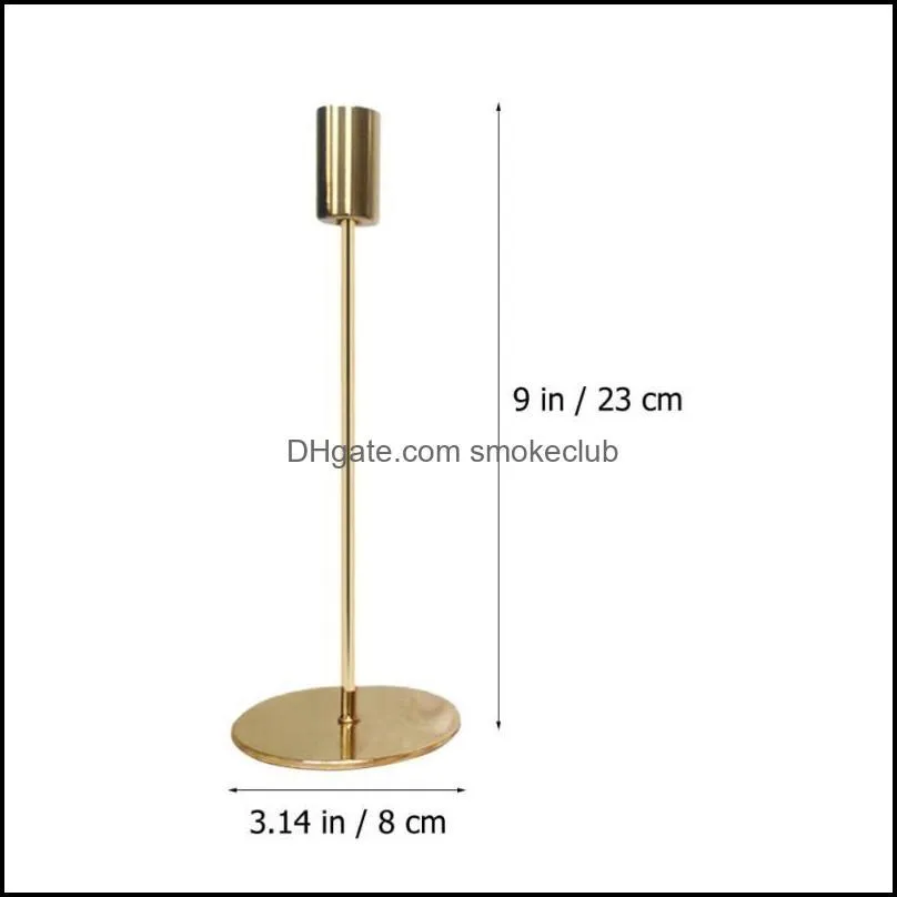 Candle Holders 2PCS Simple Metal Candlestick Adornment Light Luxury Iron Art Decoration(Golden)