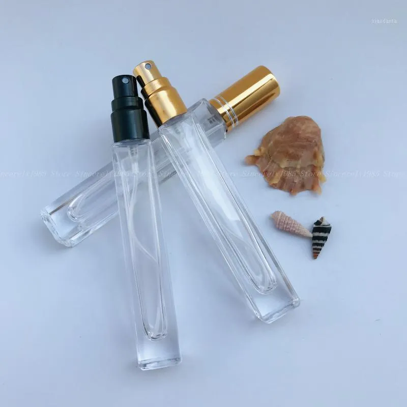 Storage Bottles & Jars 30 Pcs Of 10 Ml Square Glass Essential Oil Spray Bottle Gold Cap, Black Cap Sprayer Container Travel Refillable Trans